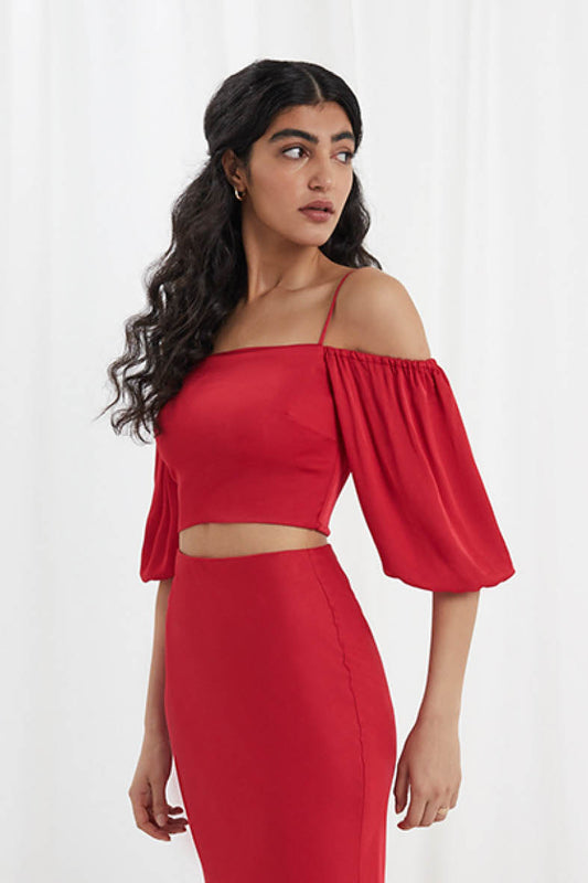 Sophie Top In Tulip Red