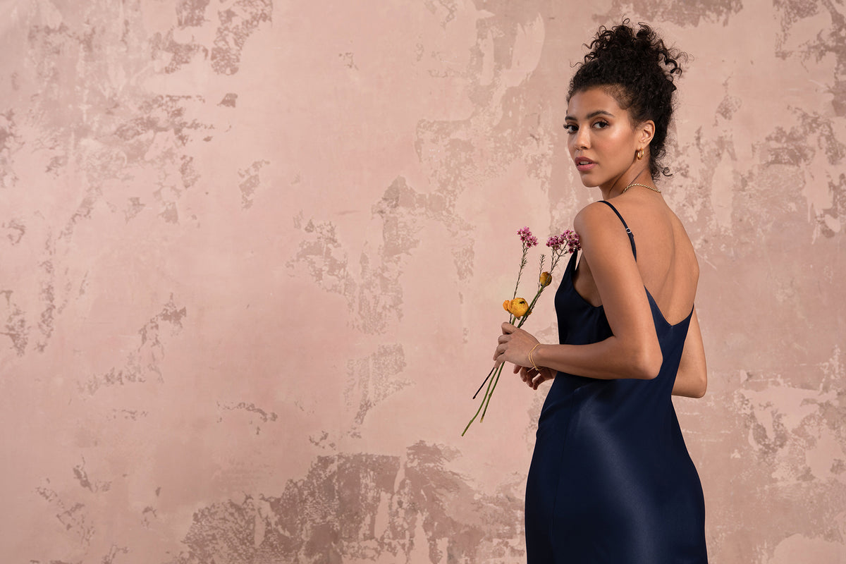 Lily Slip Dress in Midnight Blue