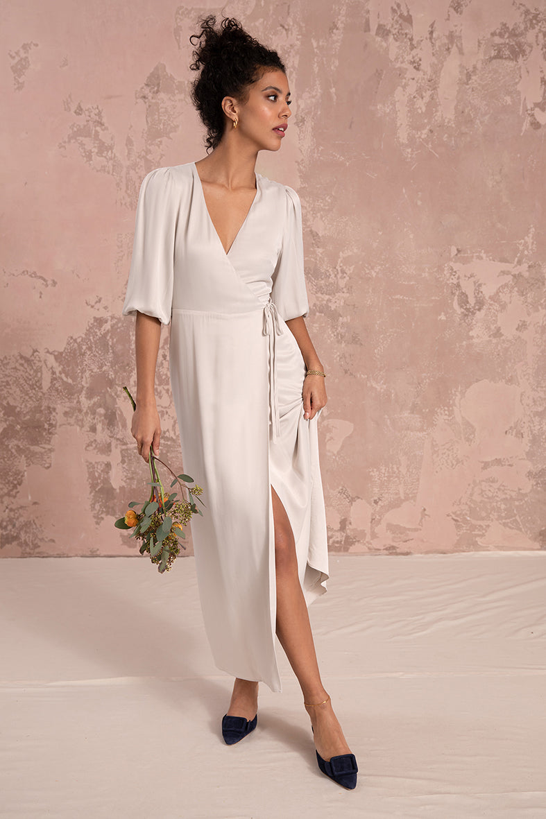 Rae Dress in Oyster Ivory